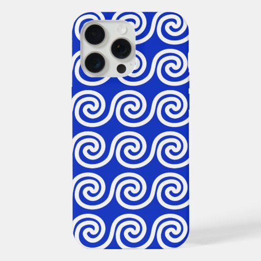 ギリシャの渦巻き鍵模様のブルー iPhoneケース (裏面)
