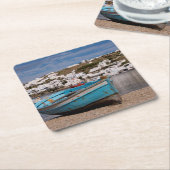 ギリシャの港湾魚釣り船 スクエアペーパーコースター (アングル)