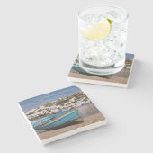 ギリシャの港湾魚釣り船 ストーンコースター (横)