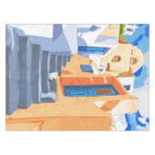 ギリシャの猫・建築とエキゾチックな旅行 テーブルクロス (正面(横))