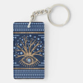 ギリシャの目の木- Mati Matakiの金ゴールドおよび濃紺 キーホルダー (裏面)