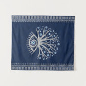 ギリシャの目の木- Mati Mataki - Matiasmaの銀 タペストリー (正面(横))