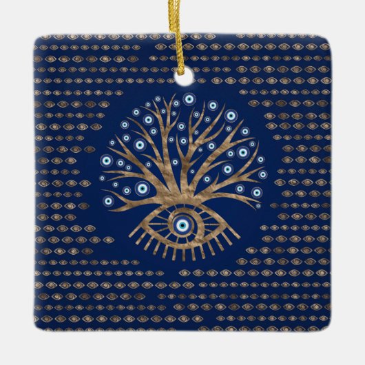 ギリシャの目の木- Mati Mataki - Matiasma セラミックオーナメント (正面)