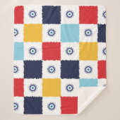 ギリシャの目カラフルの正方形パターン シェルパブランケット (正面)