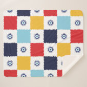 ギリシャの目カラフルの正方形パターン シェルパブランケット (正面(横))