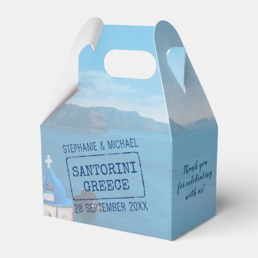 ギリシャの目的地のウェディングカスタムパスポートスタンプ フェイバーボックス (正面サイド)
