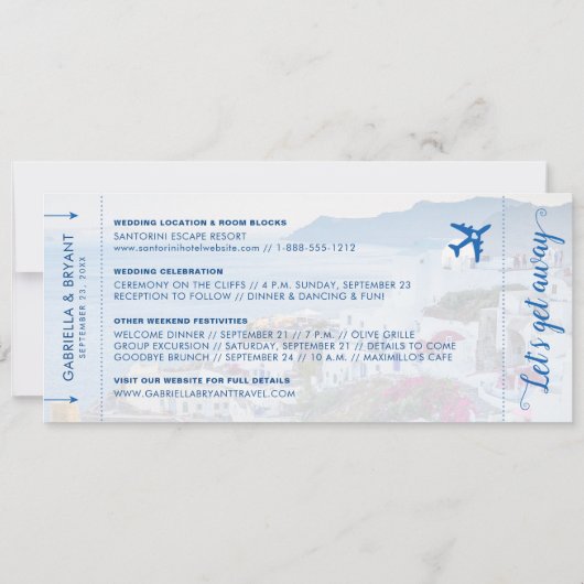 ギリシャの目的地の結婚式サントリーニ日付を保存 (裏面)