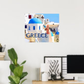 ギリシャの目隠し白建物 ポスター (ホームオフィス)