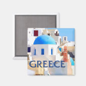 ギリシャの目隠し白建物 マグネット (正面/裏面)