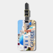 ギリシャの盲目になる白い建物 ラゲッジタグ (正面縦)