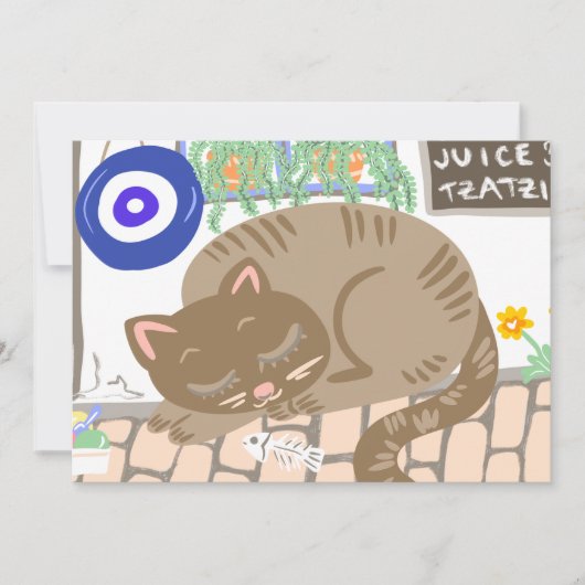 ギリシャの眠そうな猫のタヴェルナ風景 (正面)