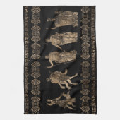 ギリシャの神々とメアンダー鍵オーナメント キッチンタオル (縦)