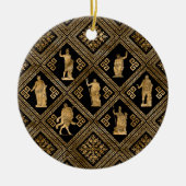 ギリシャの神々とメアンダー鍵オーナメント セラミックオーナメント (正面)