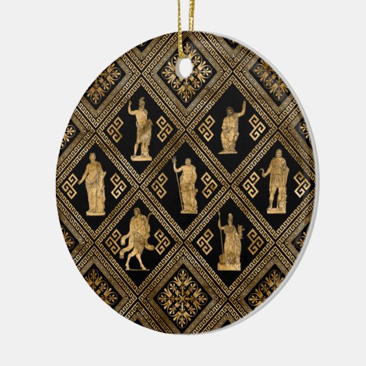 ギリシャの神々とメアンダー鍵オーナメント セラミックオーナメント (左)