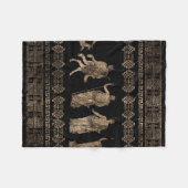 ギリシャの神々とメアンダー鍵オーナメント フリースブランケット (正面(横))