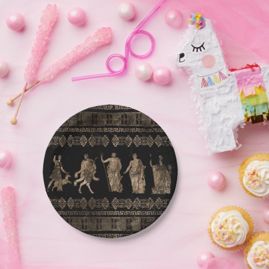 ギリシャの神々とメアンダー鍵オーナメント ペーパープレート (パーティー)