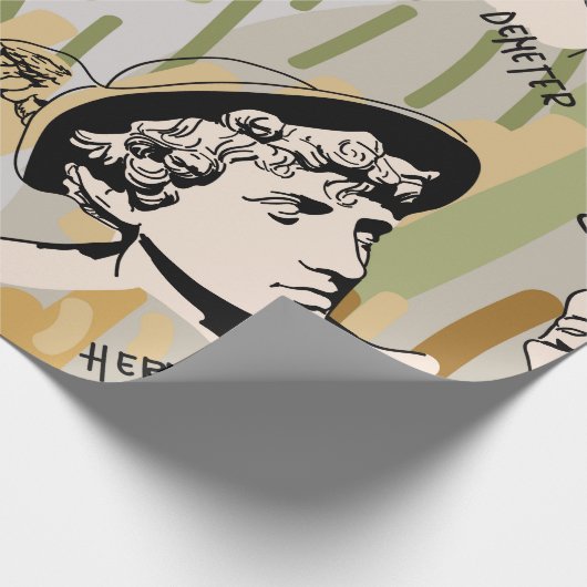 ギリシャの神々の流れを描くアートポートレートのシームレスなパターン。 ラッピングペーパー (角)