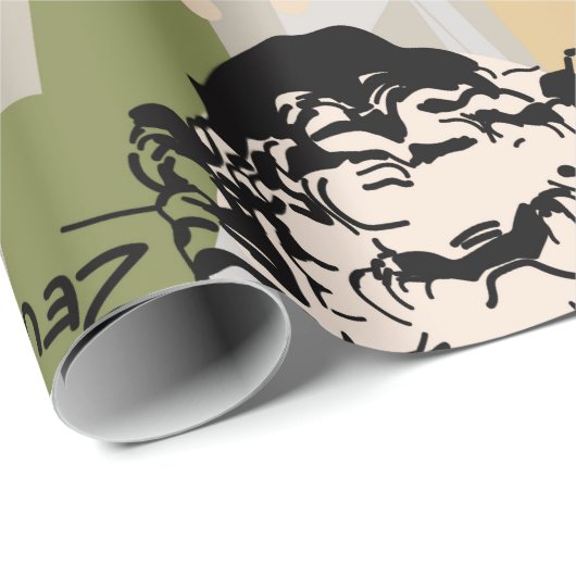 ギリシャの神々の流れを描くアートポートレートのシームレスなパターン。 ラッピングペーパー (ロールコーナー)