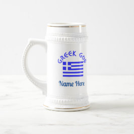 ギリシャの神とギリシャの国旗 ビールジョッキ