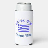 ギリシャの神とギリシャ国旗のパーソナライズギフト スリム缶クーラー (Seltzer裏面)