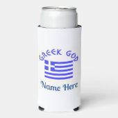 ギリシャの神とギリシャ国旗のパーソナライズギフト スリム缶クーラー (Seltzer正面)