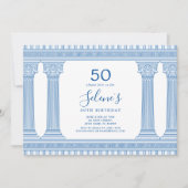 ギリシャの神殿をテーマにしたカスタムカラーの誕生日パーティー 招待状 (正面)