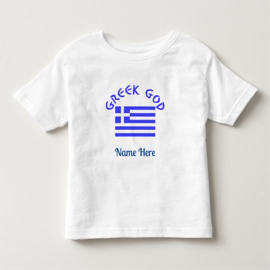 ギリシャの神 ギリシャ国旗 オーダーメイド名前 トドラーTシャツ (正面)