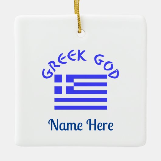 ギリシャの神 ギリシャ国旗 オーダーメイド セラミックオーナメント (正面)