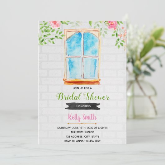 ギリシャの窓テーマのギリシャの結婚前パーティー 招待状 (スタンド正面)