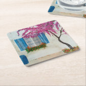 ギリシャの窓   スクエアペーパーコースター (アングル)