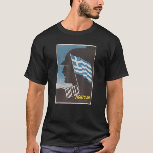 ギリシャの第2次世界大戦プロパガンダポスター Tシャツ (正面)