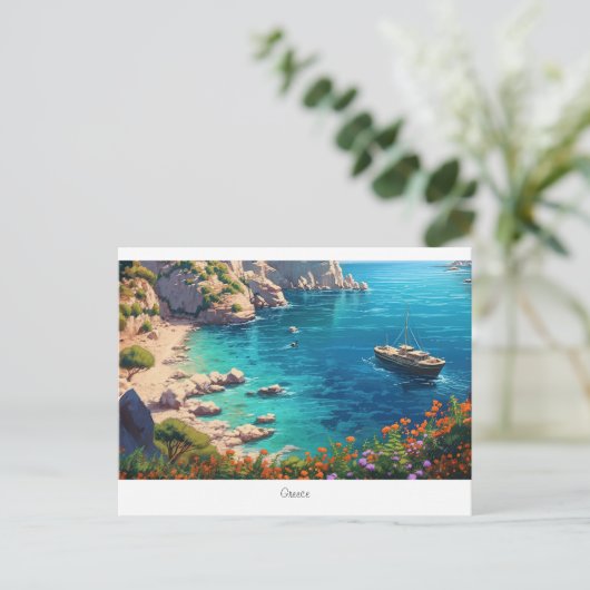 ギリシャの美しいビーチ ポストカード (スタンド正面)