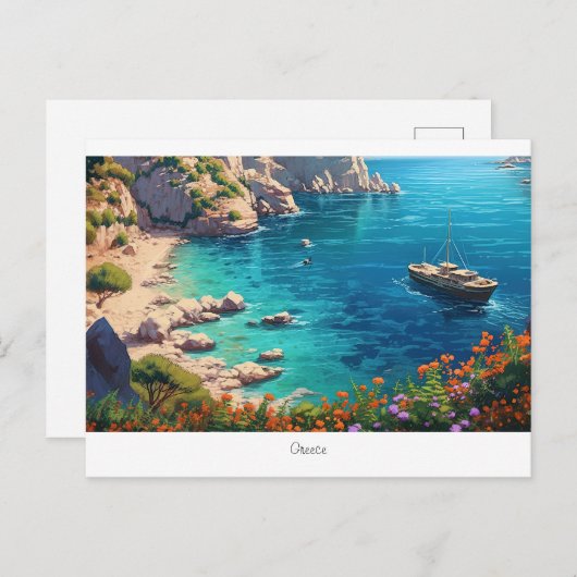 ギリシャの美しいビーチ ポストカード (正面/裏面)
