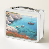 ギリシャの美しいビーチ メタルランチボックス (裏面)