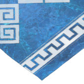 ギリシャの蛇行語-ギリシャの鍵ブルーの宝石と真珠 ショートテーブルランナー (コーナー)