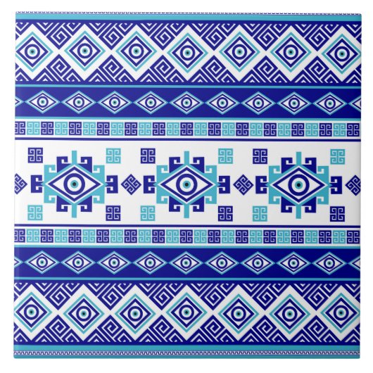 ギリシャの蛇行鍵と悪の目 タイル (正面)