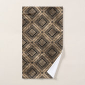 ギリシャの蛇行鍵パターン黒と金ゴールド バスタオルセット (ハンドタオル)