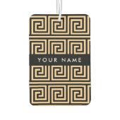ギリシャの蛇行鍵ブラウン、お名前、パーソナライズ カーエアーフレッシュナー (裏面)