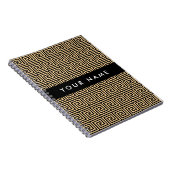 ギリシャの蛇行鍵ブラウン、お名前、パーソナライズ ノートブック (右側)