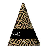 ギリシャの蛇行鍵ブラウン、お名前、パーソナライズ パーティーハット (右)