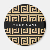 ギリシャの蛇行鍵ブラウン、お名前、パーソナライズ マグネット (正面)