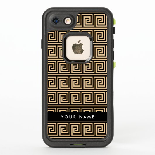 ギリシャの蛇行鍵ブラウン、お名前、パーソナライズ LifeProof iPhoneケース (裏面)