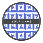 ギリシャの蛇行鍵ブルー、お名前、パーソナライズ アイスホッケーパック (正面)