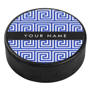 ギリシャの蛇行鍵ブルー、お名前、パーソナライズ アイスホッケーパック