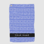 ギリシャの蛇行鍵ブルー、お名前、パーソナライズ ゴルフタオル (正面)