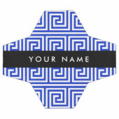 ギリシャの蛇行鍵ブルー、お名前、パーソナライズ サッカーボール (フラット)