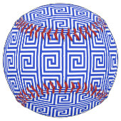 ギリシャの蛇行鍵ブルー、お名前、パーソナライズ ソフトボール (正面)