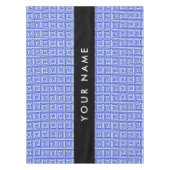 ギリシャの蛇行鍵ブルー、お名前、パーソナライズ テーブルクロス (正面)