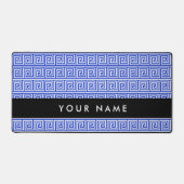 ギリシャの蛇行鍵ブルー、お名前、パーソナライズ デスクマット (正面)