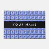 ギリシャの蛇行鍵ブルー、お名前、パーソナライズ ドアマット (正面)
